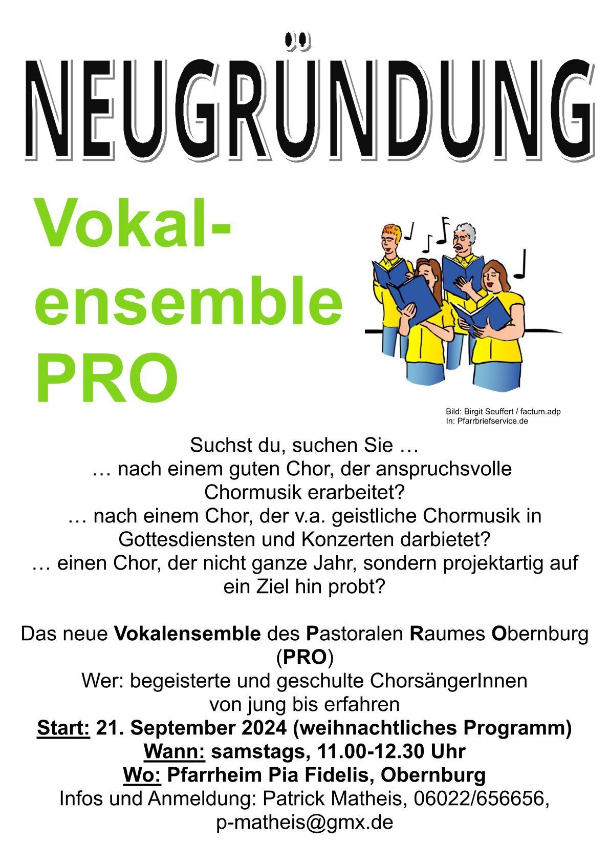 Flyer Plakat Vokalensemble PRO Amtsblätter